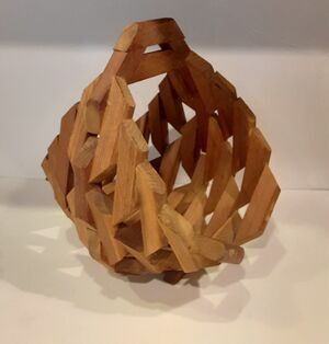 Handcrafted Wooden Basket Intricate Masculine Carpenter Marks
